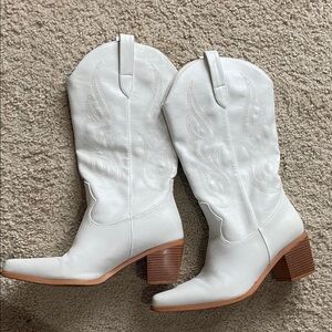 White Leather Cowboy boots
